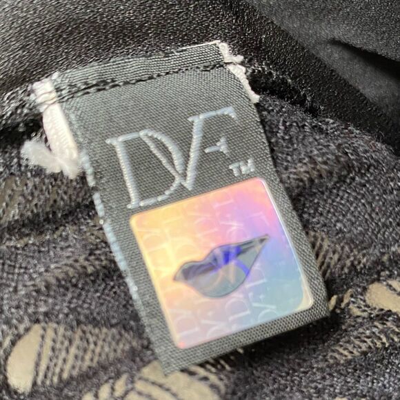 Diane Von Furstenberg Slim Kivel Ladder Lace Knit Dress Faux Leather Stretch - Picture 14 of 15